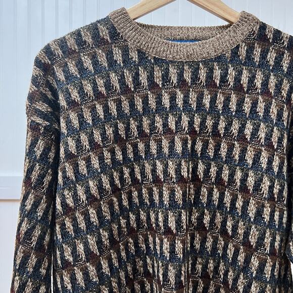 Vintage Other - Vintage 90s Cosby Style Sweater Textured Knit Abstract Pattern Pullover Men's S